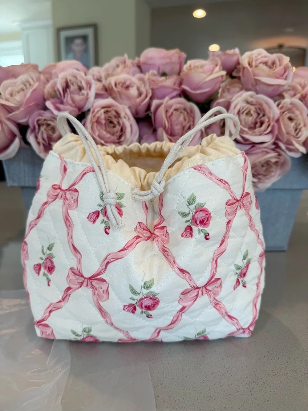 Floral cosmetic cotton drawstring, cosmetic pouch new